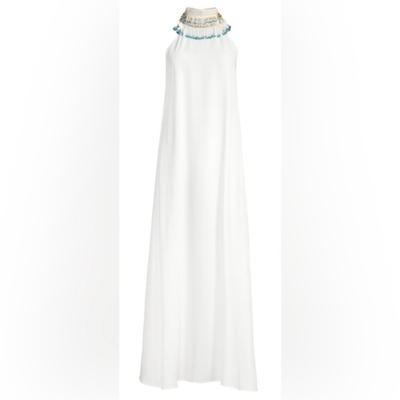 NWT My Beachy Side - Beaded Halter Cover-up Maxi Dress Collar Size small - Picture 1 of 11